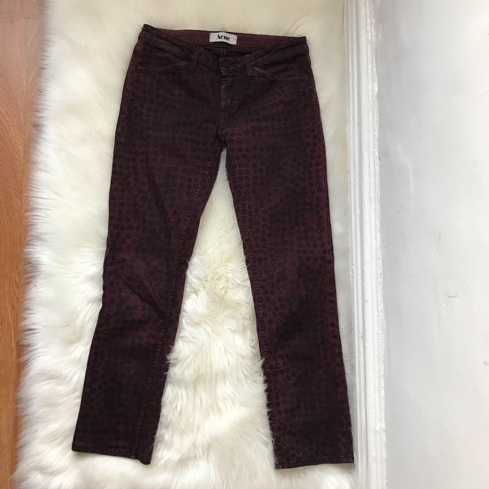 Acne Kick Print Wine Skinny Jeans size 6 - Picture 6 of 6